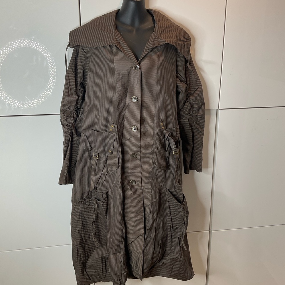 ANIMALE Lagenlook pirate look artsy quirky gothic pinstripe jacket brown sz US 6